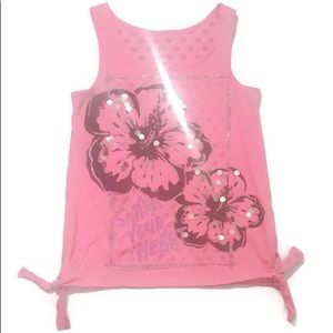 Girls pink floral tank top size 12